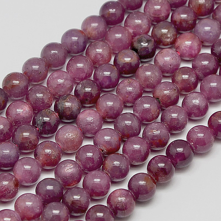 Natural Gemstone Ruby Round Beads Strands G-O017-6mm-06-1