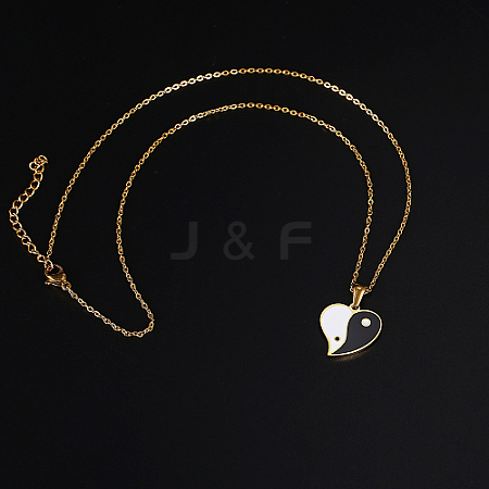 304 Stainless Steel Enamel Yin Yang Pendant Necklaces for Women VV9279-2-1
