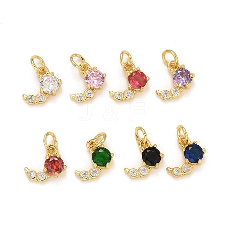 Rack Plating  Brass Micro Pave Cubic Zirconia Charms KK-F832-02-G-1