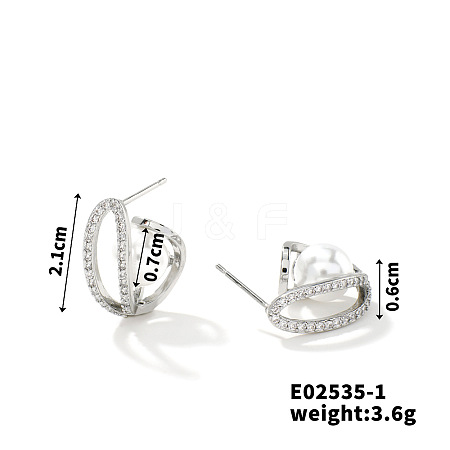 Elegant Geometric Stud Earrings with Diamonds SL1423-2-1