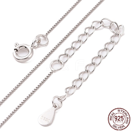 Anti-Tarnish Platinum Rhodium Plated 925 Sterling Silver Chain Necklace NJEW-A011-03A-P-1