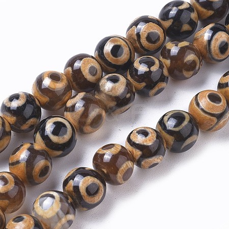 Tibetan Style 3-Eye dZi Beads TDZI-I003-02E-1