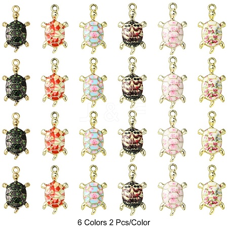 12Pcs 6 Colors Alloy Enamel Pendants FIND-YW0004-60-1