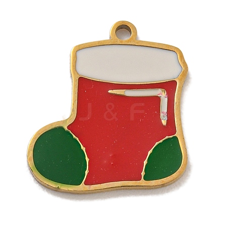 Christmas Theme 304 Stainless Steel Enamel Charms STAS-Z093-02I-1