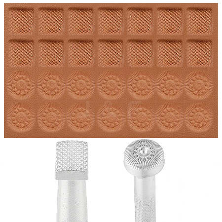 2Pcs 2 Styles DIY Alloy Steel Leathercraft Stamps TOOL-GF0003-53C-1