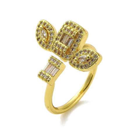Brass with Cubic Zirconia Rings RJEW-B057-04G-03-1