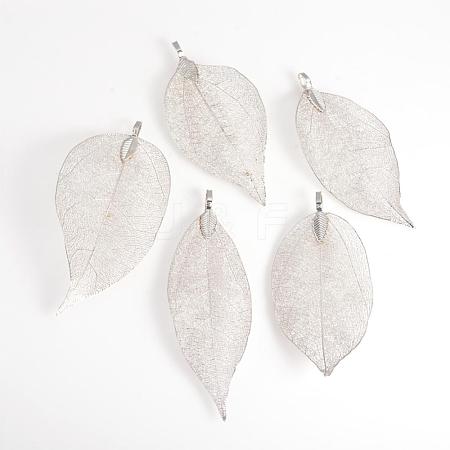 Electroplated Natural Leaf Big Pendants IFIN-Q119-01K-1