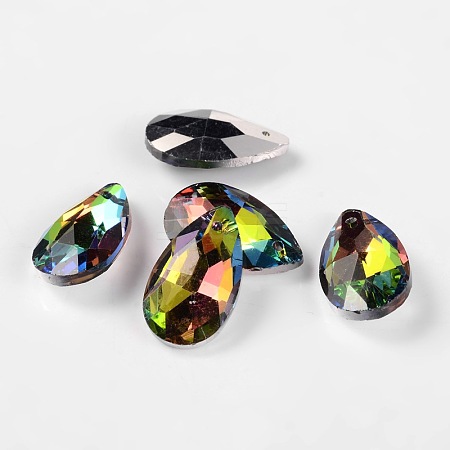 Faceted Teardrop Glass Pendants GLAA-O008-B19-1