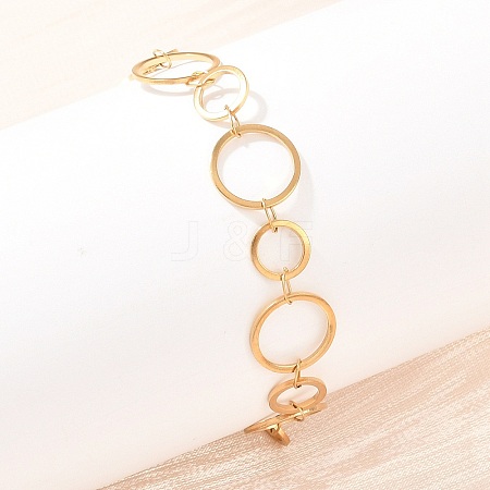 304 Stainless Steel Link Chain Bracelets for Women BJEW-P373-03A-G-1