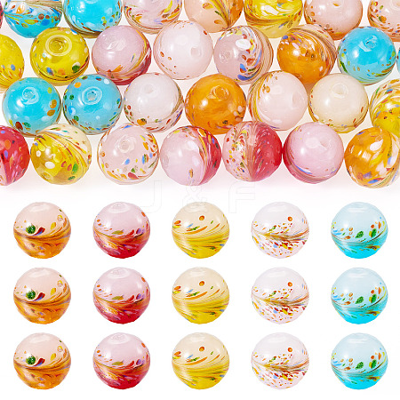 30Pcs 5 Colors Handmade Lampwork Beads LAMP-TA0001-51-1