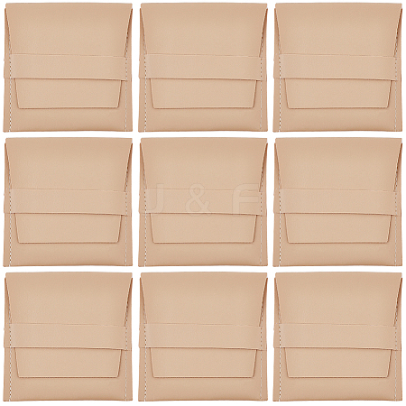 Square PU Leather Jewelry Flip Pouches with Random Color Lining PAAG-CL0001-02B-1