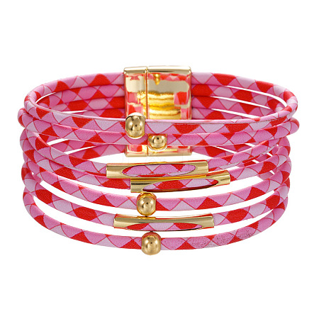 Imitation PU Leather Cord Multi-strand Bracelets for Women Girl WG4D46A-05-1