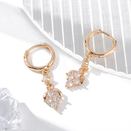 Brass Micro Pave Clear Cubic Zirconia Leverback Earrings EJEW-K300-14G-1