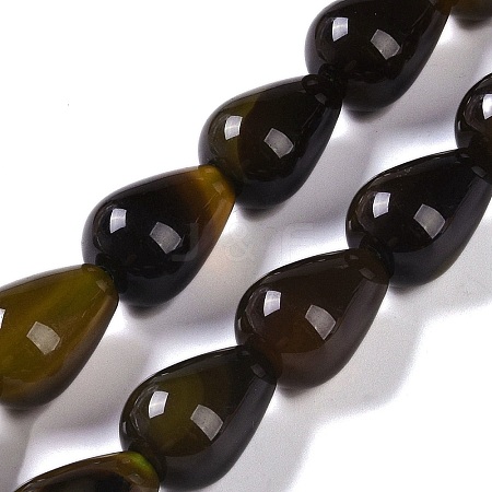 Natural Green Agate(Dyed & Heated) Beads Strands G-P521-D01-01A-1