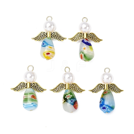 Handmade Millefiori Glass Pendants PALLOY-JF04573-02-1