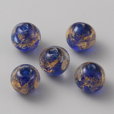 Handmade Gold Sand Lampwork Beads LAMP-WH0011-03B-01-1