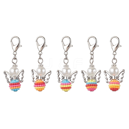 Colorful Angel Resin Pendant Decorations HJEW-JM01909-1