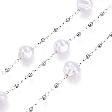 Handmade ABS Plastic Imitation Pearl Beads Chains CHS-T006-07P-1