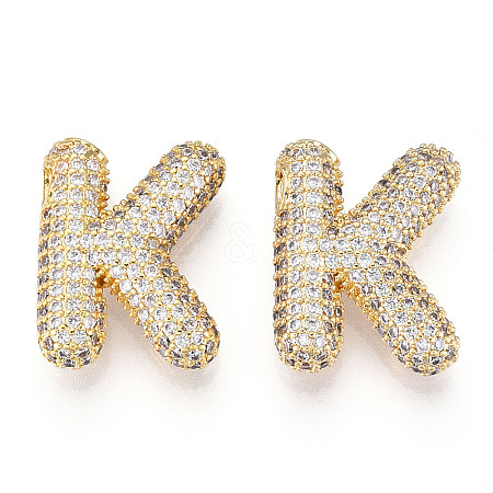 Brass Micro Pave Cubic Zirconia Pendants KK-N254-06G-K-1