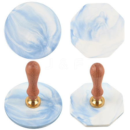 2Pcs 2 Styles Marble Pattern Porcelain Cup Coasters AJEW-CP0009-18B-1