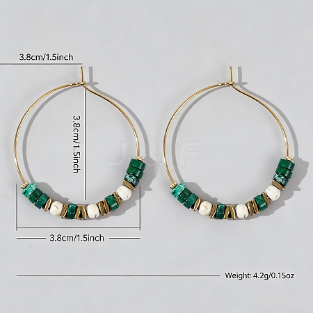 Bohemian Colorful Natural Stone Beaded Hoop Earrings for Women TC8754-5-1
