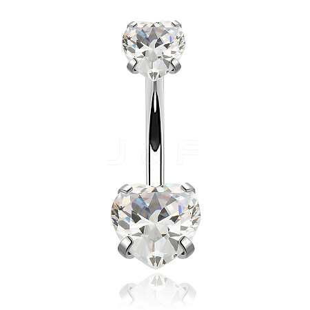 Heart Cubic Zirconia Belly Button Rings WG98059-01-1