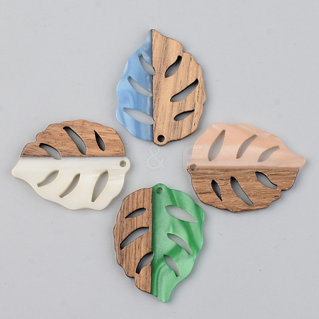 Opaque Resin & Walnut Wood Pendants RESI-S389-003A-C-1