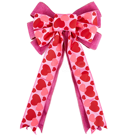 Heart Pattern Polyester Bowknots DIY-WH0308-381A-1