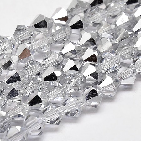 Imitate Austrian Crystal Electroplate Bicone Glass Faceted Bead Strands GLAA-F029-6x6mm-B01-1