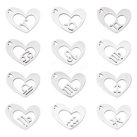 12Pcs 12 Styles 316L Stainless Steel Pendants STAS-TA0003-21P-1