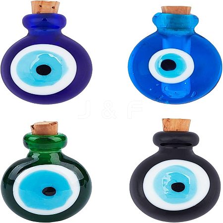 SUPERFINDINGS 4Pcs 4 Colors Handmade Lampwork Perfume Bottle Pendants LAMP-FH0001-02-1