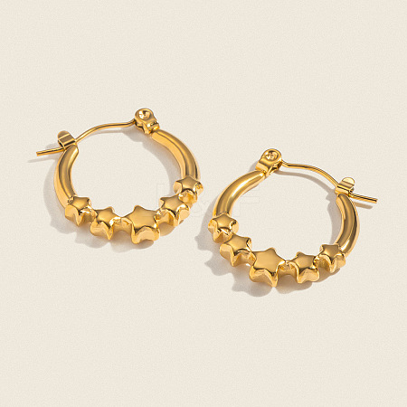 European Style Star 304 Stainless Steel Hoop Earrings IU1810-1