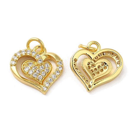 Rack Plating Brass Micro Pave Cubic Zirconia Charms KK-C030-22G-1