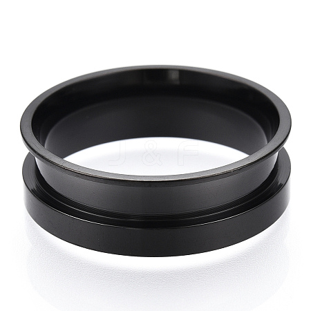 201 Stainless Steel Grooved Finger Ring Settings STAS-TAC0007-05B-1
