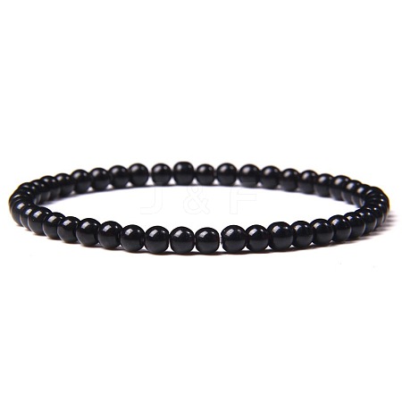 Natural Black Agate Beads Stretch Bracelets RM4767-1-1