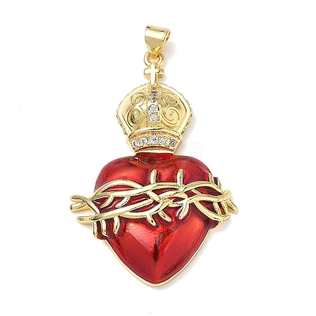 Brass Cubic Zirconia & Enamel Pendants KK-L253-24G-04-1