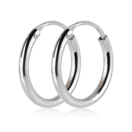 Anti-Tarnish Rhodium Plated 925 Sterling Silver Hoop Earrings Endless Unisex Small Hoop Earrings 10mm Gold Plating Huggie Hoop Earrings for Women Men JE1076A-01-1