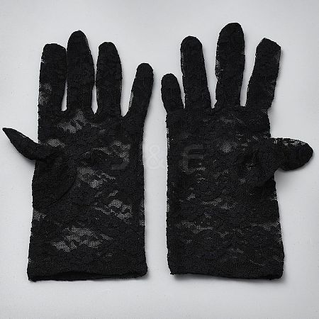 Polyester Stretch Short Fishing Net Gloves AJEW-WH0470-24-1