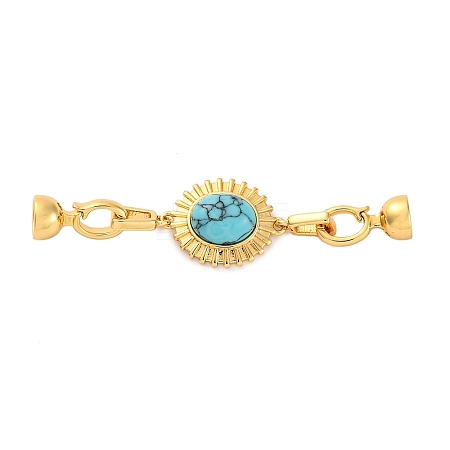 Brass & Synthetic Turquoise Fold Over Clasps KK-P291-09G-1