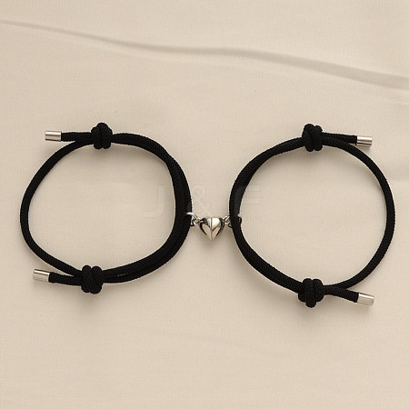 Alloy Heart-shaped Magnetic Braided Rope Bracelets for Couple Girlfriends WG59636-01-1