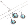 Bohemian Style Alloy & Synthetic Turquoise Pendant Necklaces & Dangle Earrings Sets WG43411-10-2