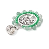 Faceted Round Natural Green Aventurine & Glass Seed Beads European Dangle Charms PALLOY-MZ00275-01-4