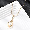 304 Stainless Steel with Acrylic Pearl Shell Shape Pendant Necklaces NJEW-G184-01G-3