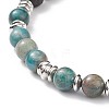 Natural Apatite & Lava Rock Braided Bead Bracelet BJEW-TA00188-04-2