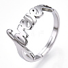 304 Stainless Steel Heart with Word Forever Adjustable Ring RJEW-T027-05P-1