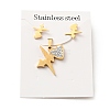 Heartbeat Stud Earrings with 316 Stainless Steel Pins and Crystal Rhinestone Pendant SJEW-F218-01G-7