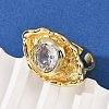 Brass Pave Cubic Zirconia Adjustable Open Cuff Rings for Women RJEW-R032-01G-2