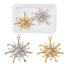  Jewelry 2Pcs 2 Colors Brass Micro Pave Clear Cubic Zirconia Pendants ZIRC-PJ0001-09-10