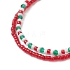 Christmas Glass Seed Beads & Glass Beads Multi-layered Bracelets BJEW-MZ00240-02-4