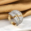 Brass Micro Pave Clear Cubic Zirconia Cuff Rings for Women Men STAS-I109-03GP-3